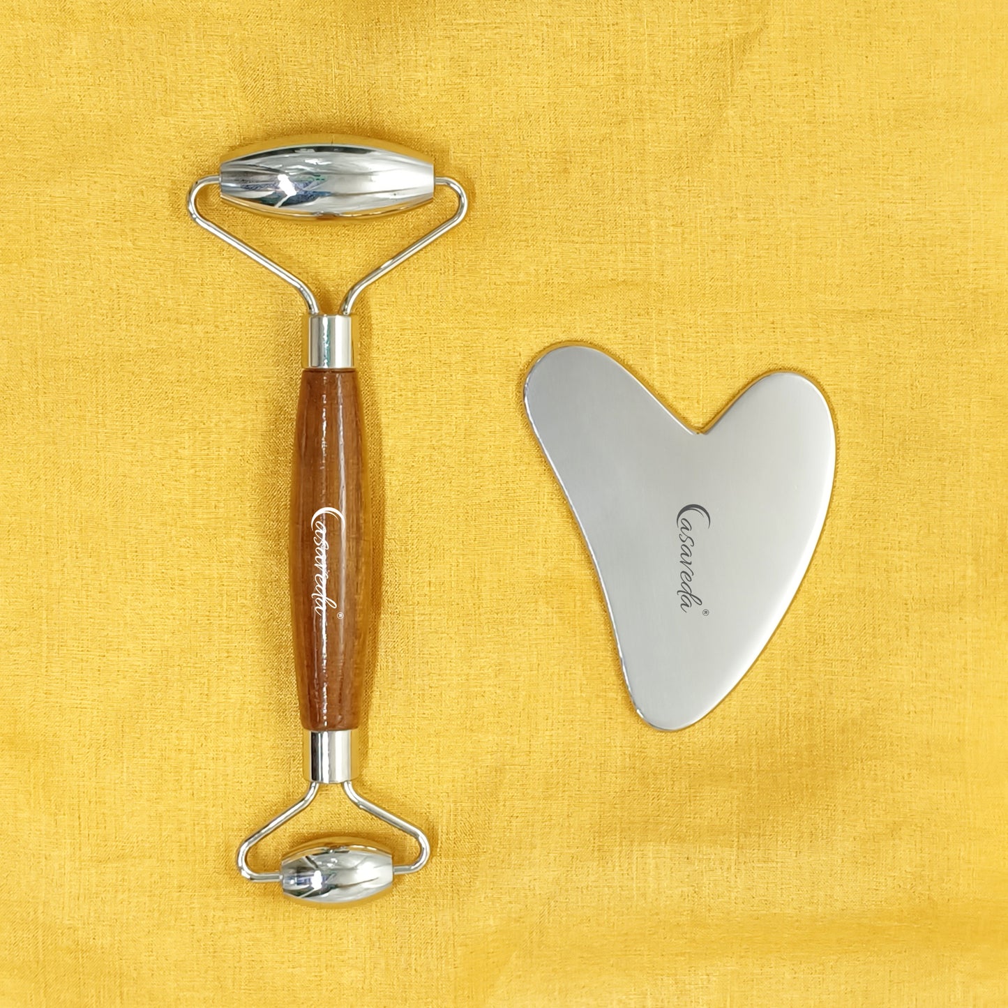 Steel Face Roller and Heart Shape Steel Gua Sha Scraping Massage tool