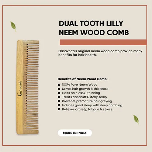 Casaveda Dual Tooth Lilly Neem Wood Comb