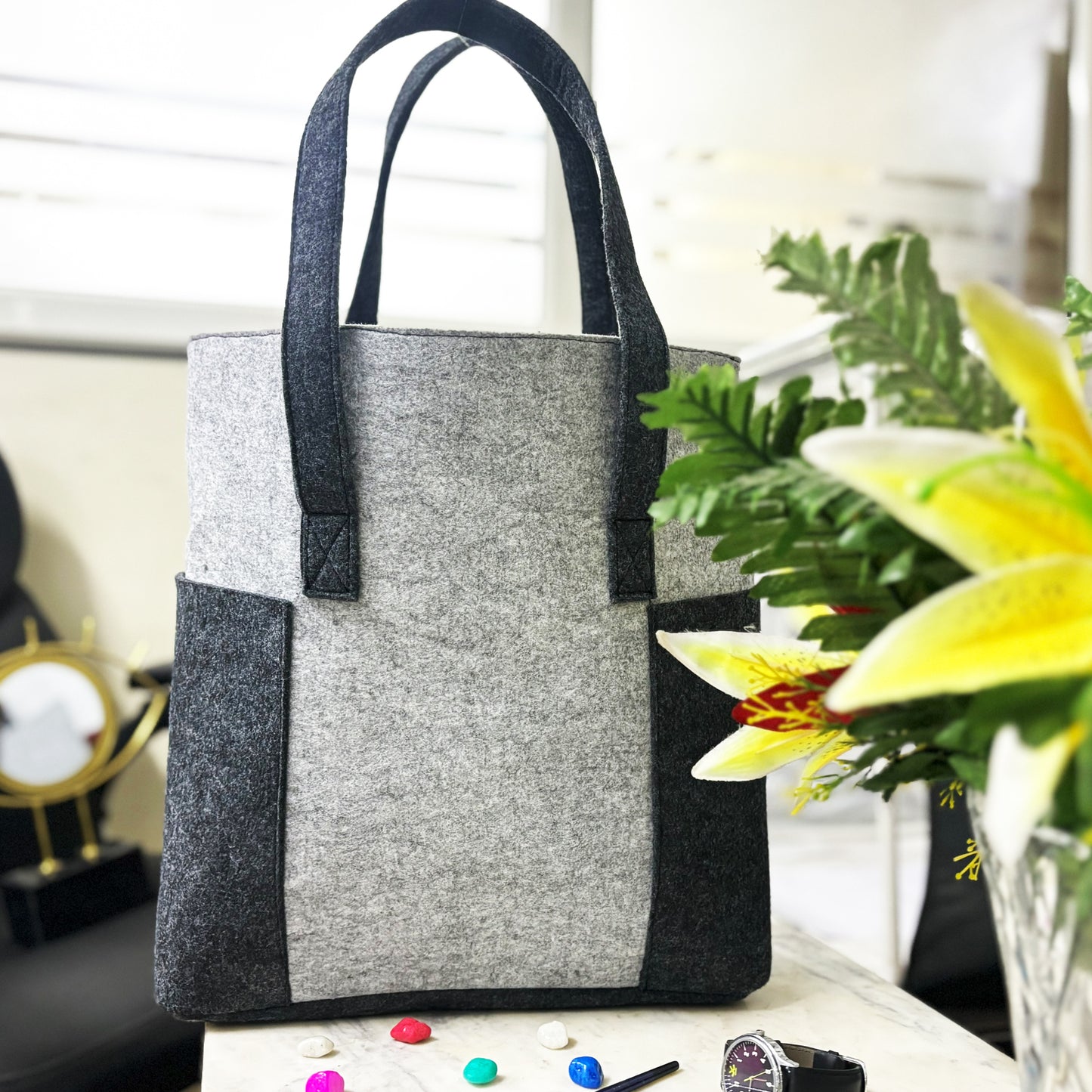 Fashionable Women's Felt Shopping Bag Multipurpose Tote bag
