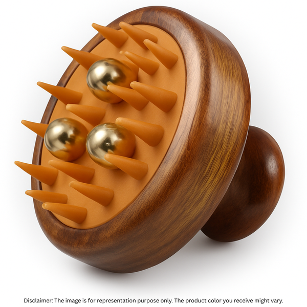 Casaveda® Kansa Scalp Massage Brush – Ayurvedic Kansa Dome & Soft Bristles for Hair Growth, Stress Relief, Detox & Improved Blood Circulation