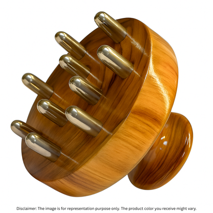 Casaveda® Kansa Scalp Massager & Body Stimulator | Ayurvedic Bronze Head Massager Tool for Hair Growth, Stress Relief & Detox | Handmade Wooden Handle