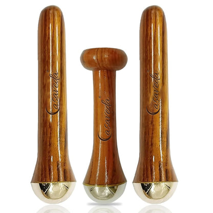 Casaveda® Ayurvedic Mini Kansa Wand Set | Compact Face & Body Massage Tools with Wooden Handle for Glowing Skin, Wrinkle Reduction & Relaxation, Pack of 3