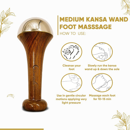 Casaveda® Luxury Dual Kansa Wand Set | Ayurvedic Face, Foot & Body Massager with Teak Wood Handle for Detox, Relaxation & Radiant Skin