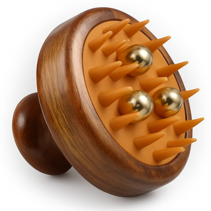 Casaveda® Kansa Scalp Massage Brush – Ayurvedic Kansa Dome & Soft Bristles for Hair Growth, Stress Relief, Detox & Improved Blood Circulation