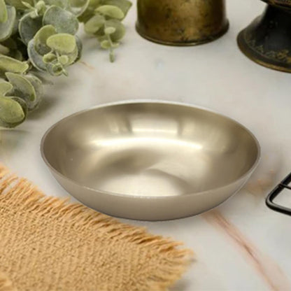 Casaveda® 6-Piece Kansa Solid Dinner Set | 1 Plate (10.8" Thali), 2 Bowls, 1 Glass, 1 Sweet Dish Plate, 1 Spoon - Bronze Dinner Set, Unique Design