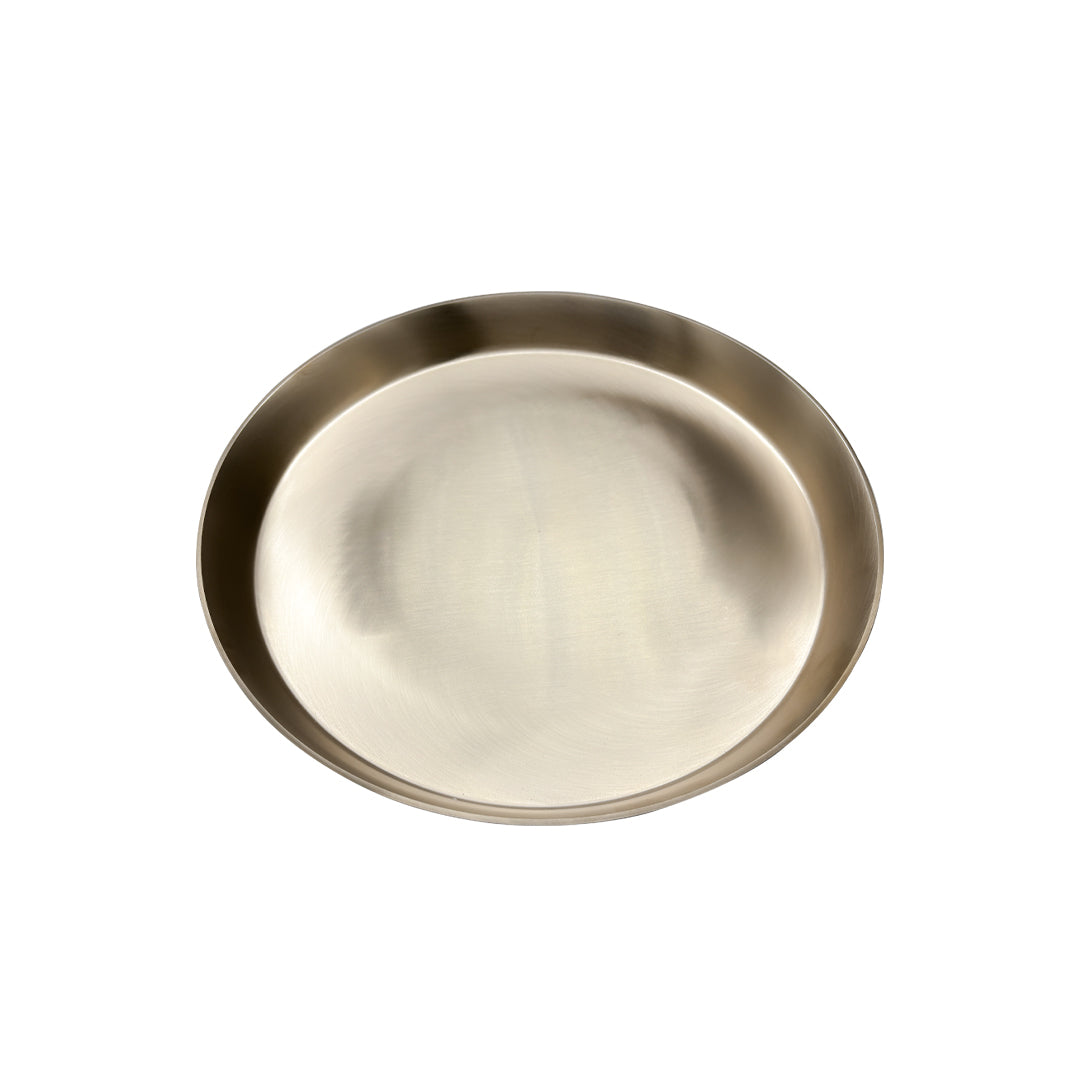 Casaveda® 7-Piece Kansa Solid Dinner Set | 1 Plate (12" Thali), 3 Bowls, 1 Glass, 1 Sweet Dish Plate, 1 Spoon - Bronze Dinner Set, Pari Design