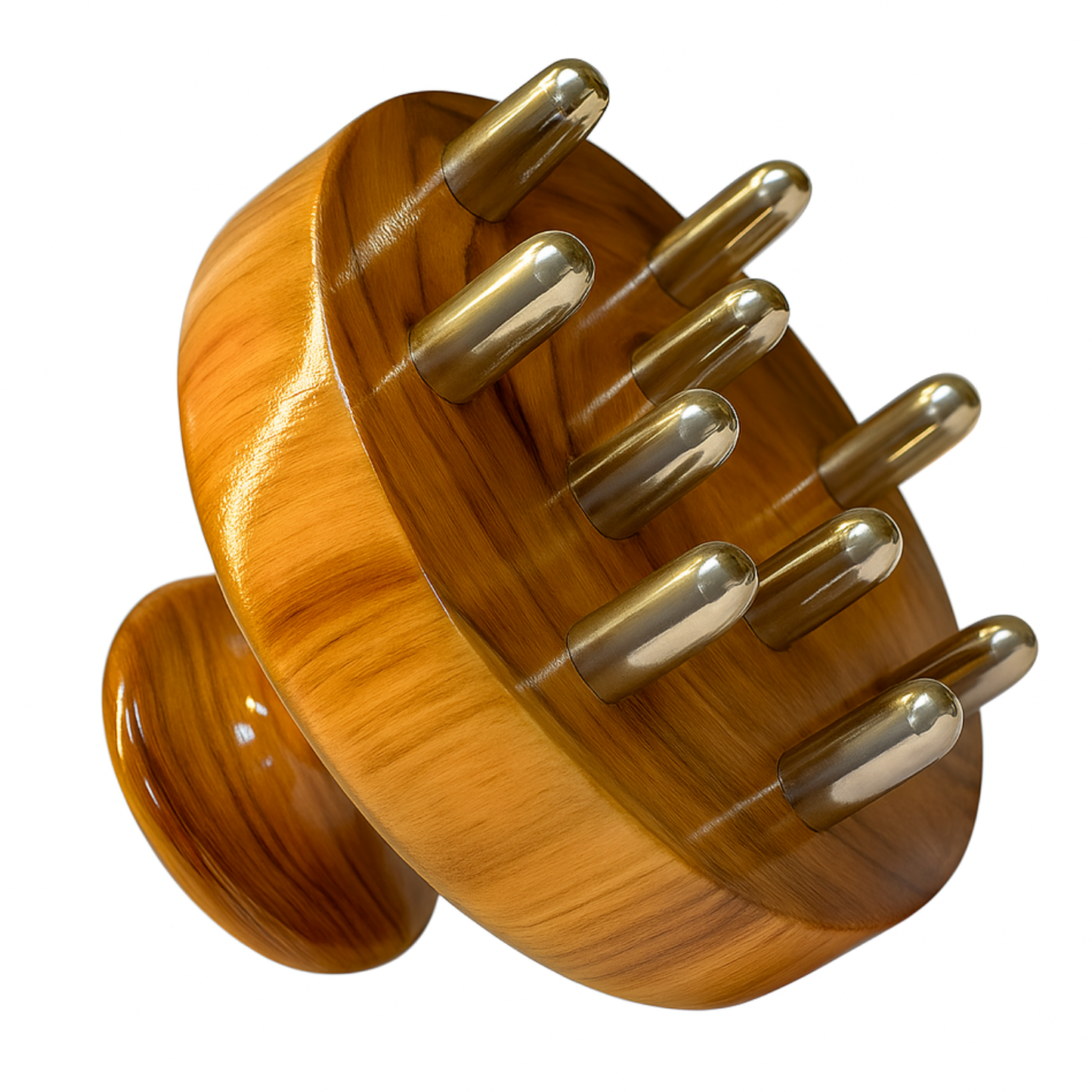 Casaveda® Kansa Scalp Massager & Body Stimulator | Ayurvedic Bronze Head Massager Tool for Hair Growth, Stress Relief & Detox | Handmade Wooden Handle