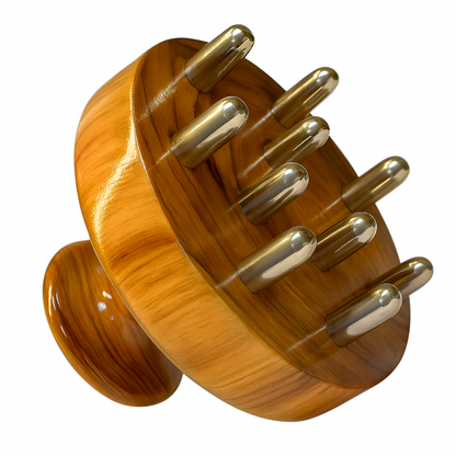 Casaveda® Kansa Scalp Massager & Body Stimulator | Ayurvedic Bronze Head Massager Tool for Hair Growth, Stress Relief & Detox | Handmade Wooden Handle