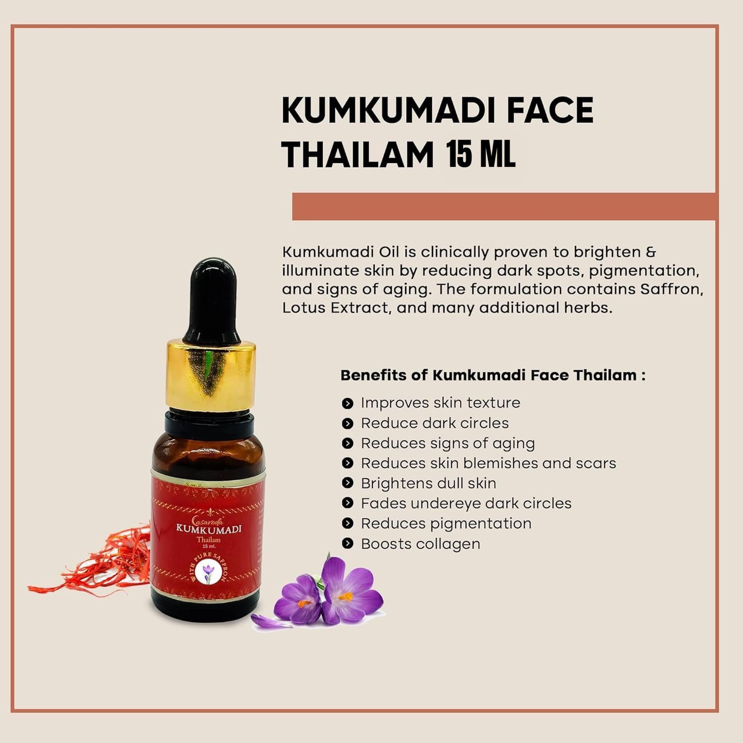 Casaveda® Ayurvedic Glow & Relaxation Set – Kansa Scalp Massager, Eye Wand & Kumkumadi Oil 15ml | Stress Relief, Hair Growth & Radiant Skin