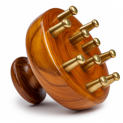 Casaveda® Kansa Scalp & Body Massager | Ayurvedic Teak Wood Massage Tool for Hair Growth, Stress Relief & Detox | Pure Kansa Stimulator