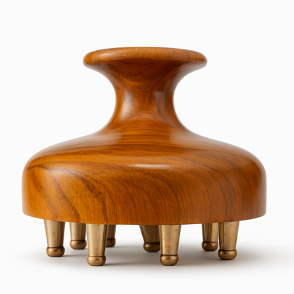 Casaveda® Kansa Scalp & Body Massager | Ayurvedic Teak Wood Massage Tool for Hair Growth, Stress Relief & Detox | Pure Kansa Stimulator
