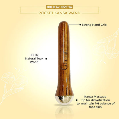 Casaveda® Ayurvedic Mini Kansa Wand Set | Compact Face & Body Massage Tools with Wooden Handle for Glowing Skin, Wrinkle Reduction & Relaxation