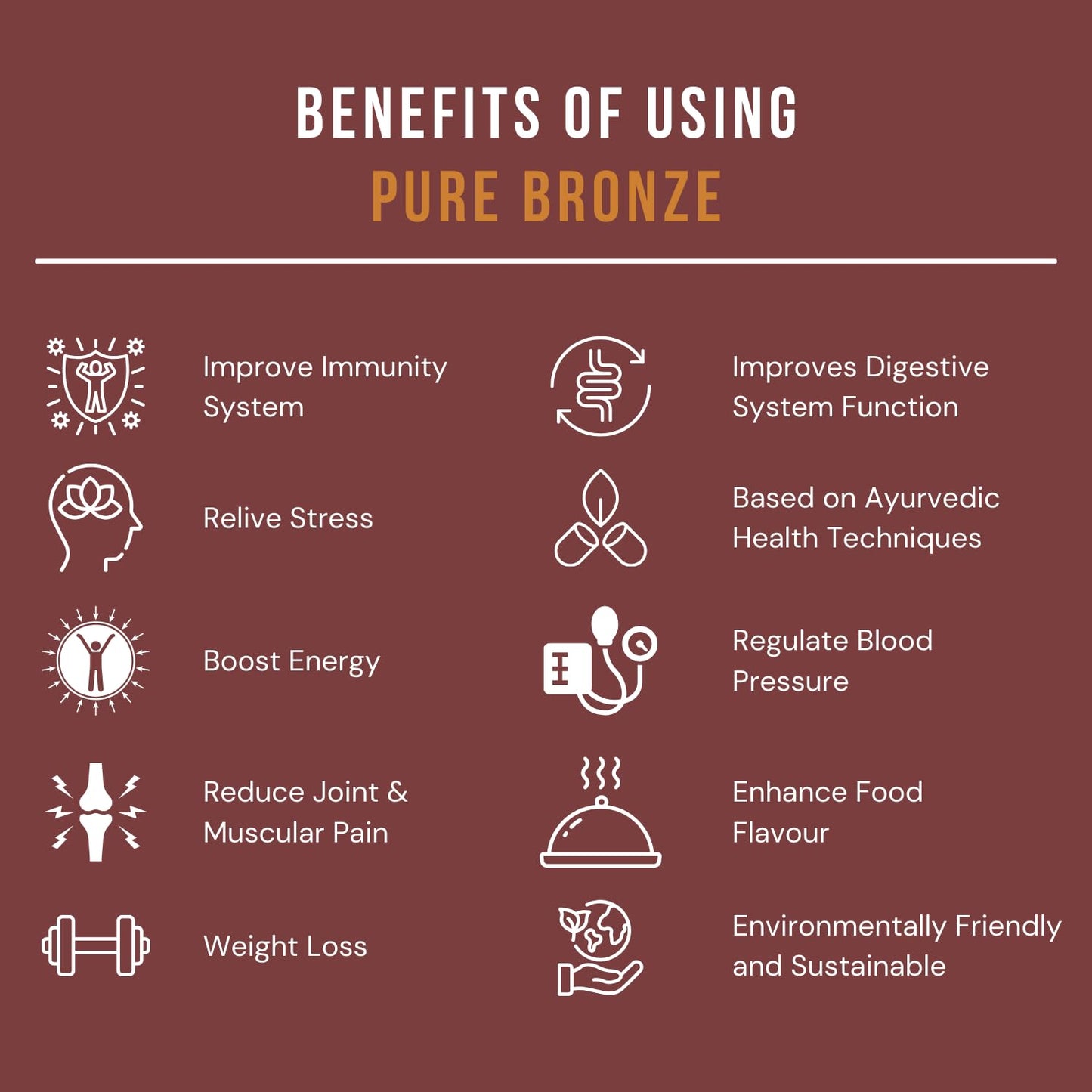 Casaveda® 7-Piece Kansa Solid Dinner Set | 1 Plate (12" Thali), 3 Bowls, 1 Glass, 1 Sweet Dish Plate, 1 Spoon - Bronze Dinner Set, Pari Design