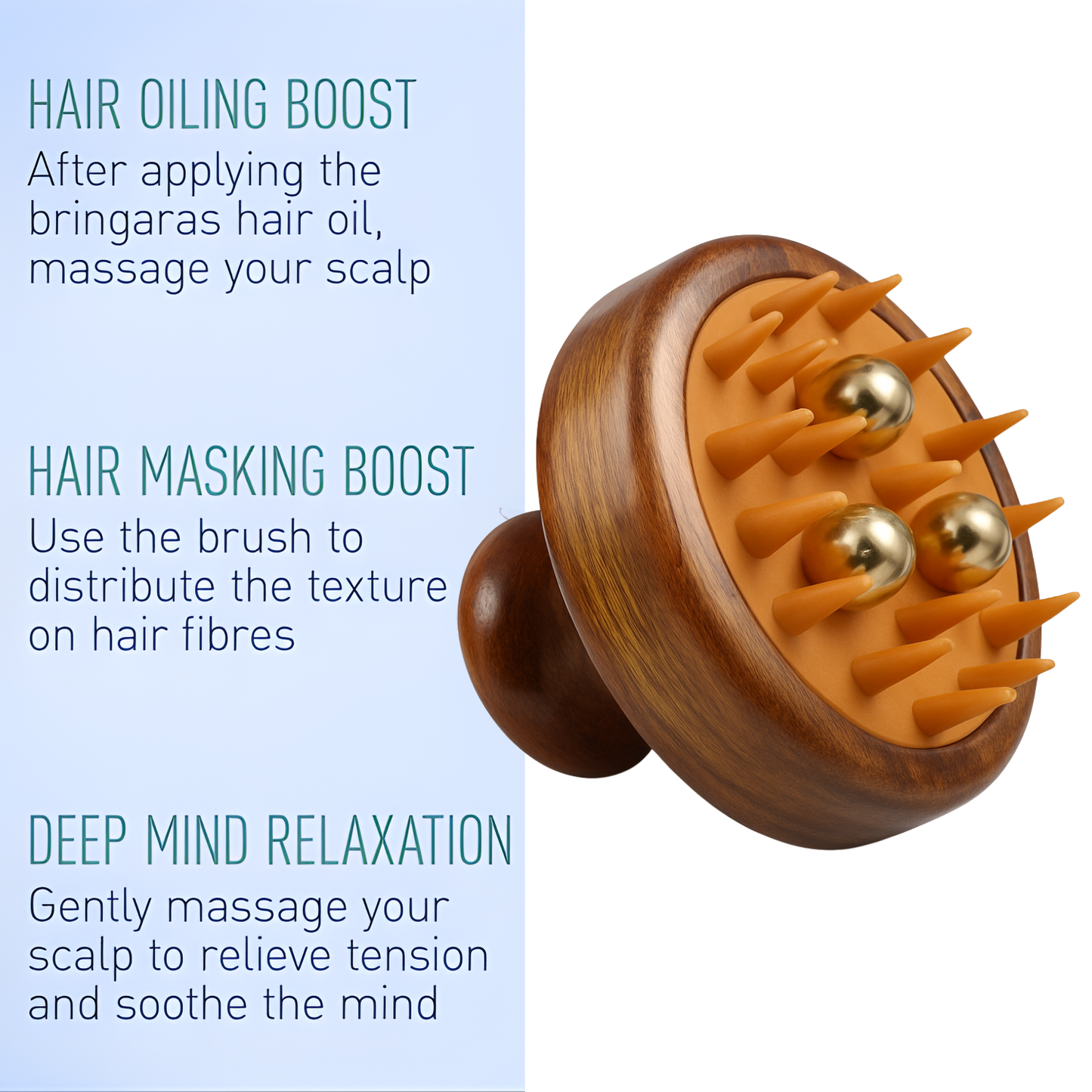 Casaveda® Kansa Scalp Massage Brush – Ayurvedic Kansa Dome & Soft Bristles for Hair Growth, Stress Relief, Detox & Improved Blood Circulation