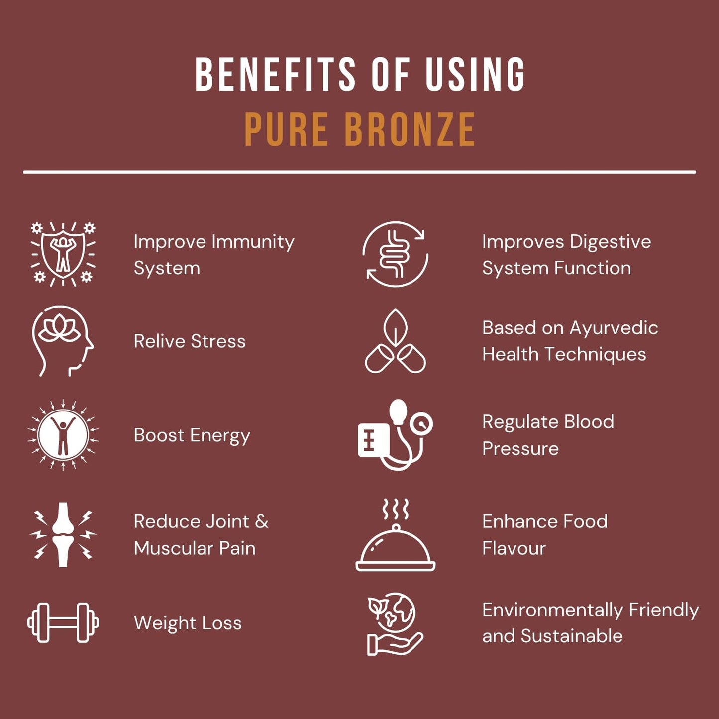 Casaveda® 6-Piece Kansa Solid Dinner Set | 1 Plate (10.8" Thali), 2 Bowls, 1 Glass, 1 Sweet Dish Plate, 1 Spoon - Bronze Dinner Set, Unique Design