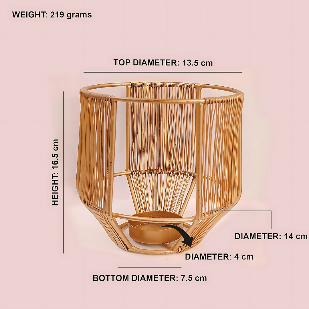 Gold Leaf Metal Tealight Candle Holders | Decorative Lantern for Diwali, Christmas, Table, Wedding & Home Decor, Set of 3