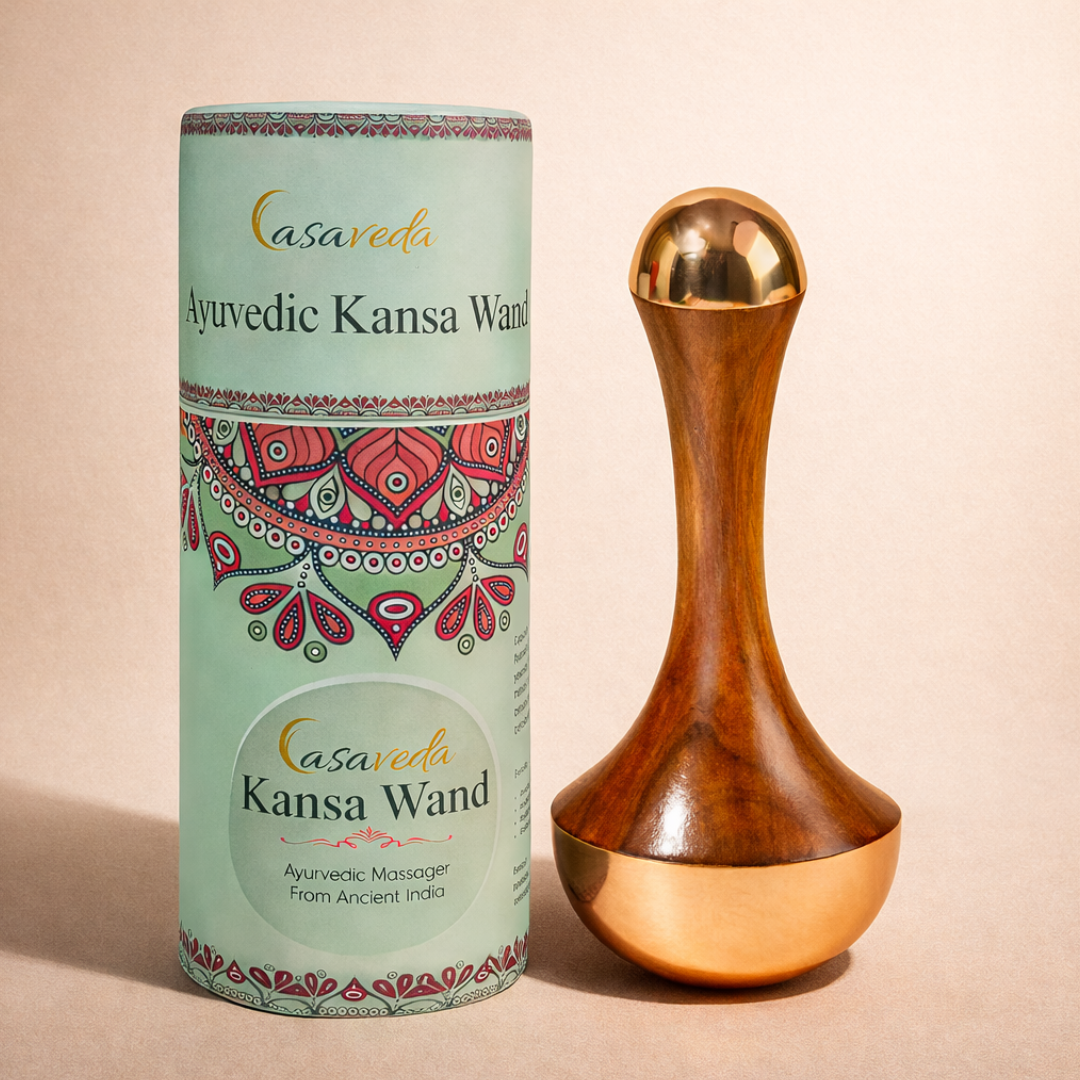 Casaveda® Kansa Wand 2 in 1 Face Massager Tool (Natural Brown, Large)