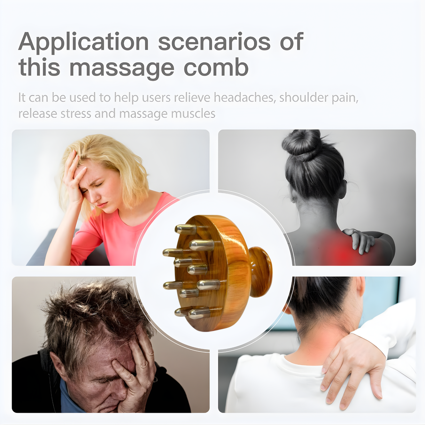 Casaveda® Kansa Scalp Massager & Body Stimulator | Ayurvedic Bronze Head Massager Tool for Hair Growth, Stress Relief & Detox | Handmade Wooden Handle