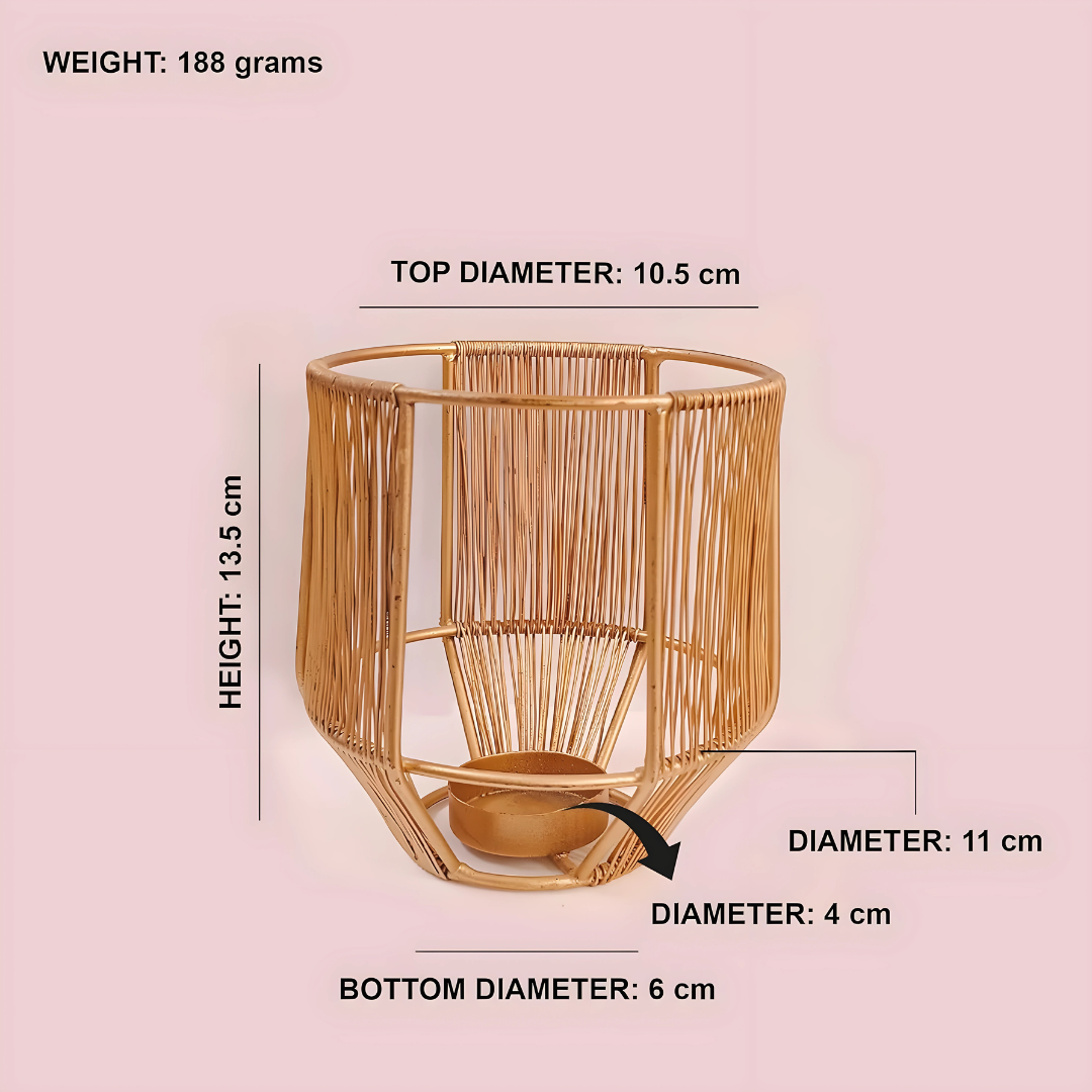 Gold Leaf Metal Tealight Candle Holders | Decorative Lantern for Diwali, Christmas, Table, Wedding & Home Decor, Set of 3