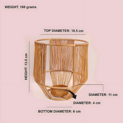 Gold Leaf Metal Tealight Candle Holders | Decorative Lantern for Diwali, Christmas, Table, Wedding & Home Decor, Set of 3