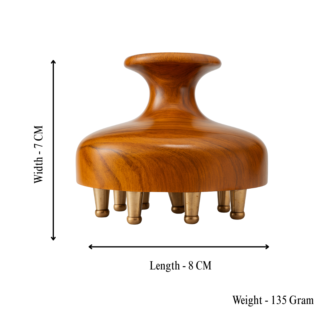 Casaveda® Kansa Scalp & Body Massager | Ayurvedic Teak Wood Massage Tool for Hair Growth, Stress Relief & Detox | Pure Kansa Stimulator