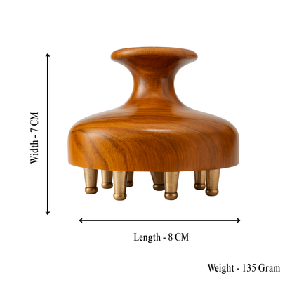 Casaveda® Kansa Scalp & Body Massager | Ayurvedic Teak Wood Massage Tool for Hair Growth, Stress Relief & Detox | Pure Kansa Stimulator