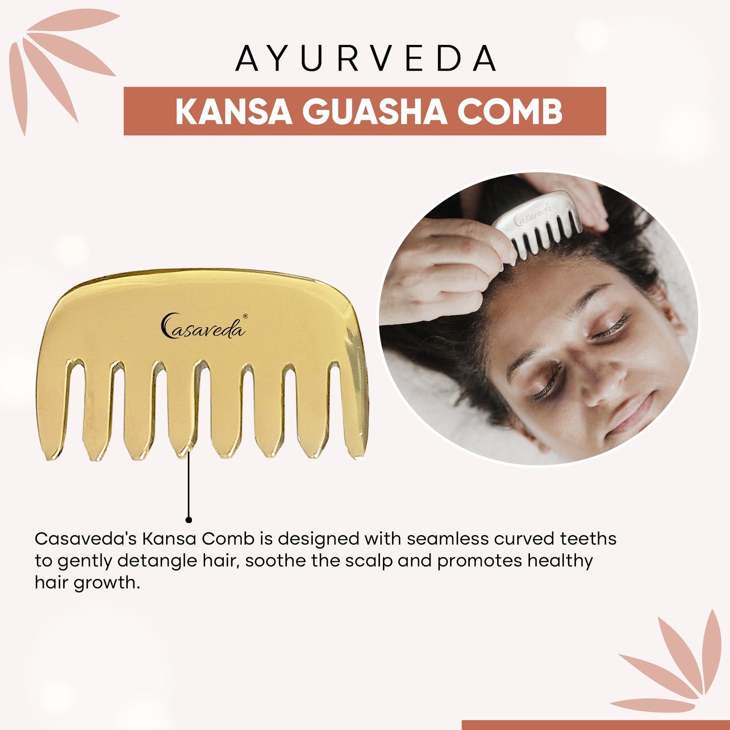 Casaveda Kansa GuaSha Comb - Hair Growth