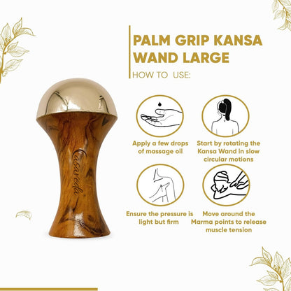 Casaveda® Palm Grip Kansa Wand Face Massage Tool for Deep Relaxation and Natural Glow