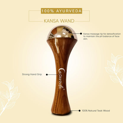 Casaveda® Flat Kansa Wand Massage Tool For Gentle Skin Detox, Relaxation, and Natural Glow