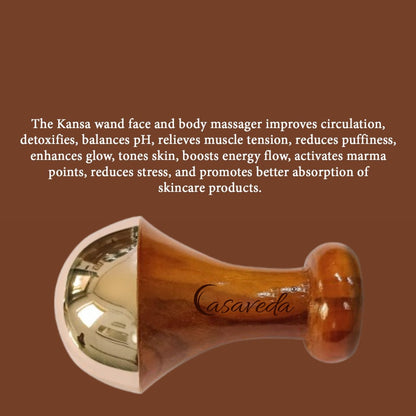 Casaveda® Ayurvedic Mushroom Kansa Wand Massage Tool For Deep Relaxation And Wrinkle Reduction