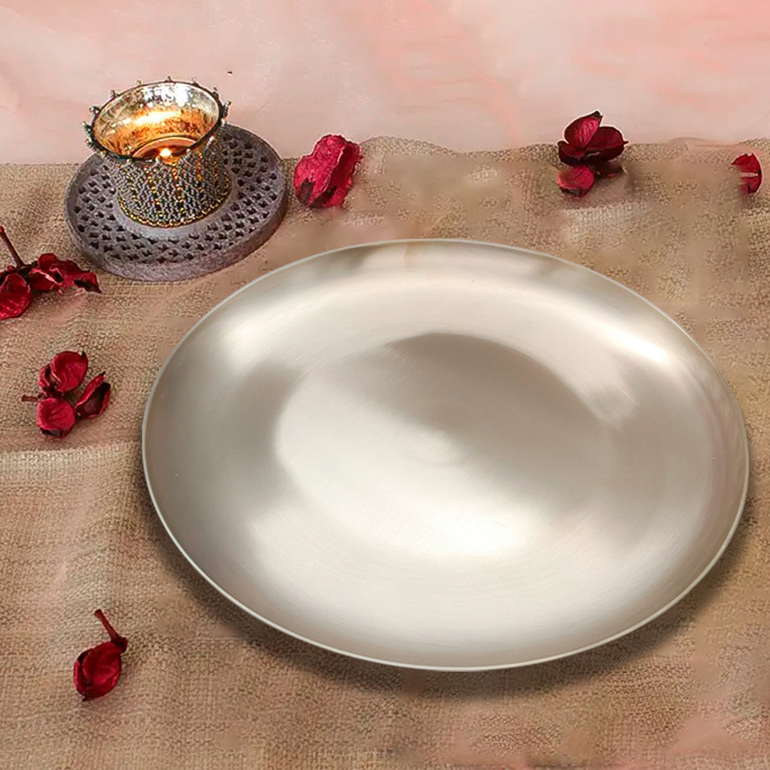 Casaveda® Pure Bronze Dinner Set | Ayurvedic Bronze Plate | Kansa Dinner Set for 6 | Classic Design